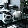 Cinzeiro Cerâmico Listrado Simples para Armazenamento de Mesa em Casa e no Escritório, com Esmalte Selado. Se Você Se Importar, Por Favor, Tenha Cuidado ao Comprar no Atacado