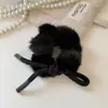 Elástico de Cabelo de Pelúcia com Laço Estilo Outono e Inverno Coreano, Elástico de Cabelo de Alta Qualidade para Rabo de Cavalo, Elástico de Cabelo de Pelo Estilo Preguiçoso