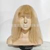 Peluca de mujer nueva 2024, dorada, esponjosa, con flequillo ordenado, cabello largo y liso, accesorios para peluca de cabeza completa