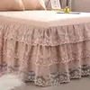 Faldón de Cama con Borde de Encaje Europeo Estilo Colcha Pieza Única Estilo Princesa Encaje Cubierta Protectora Delgada para Cama de 1.8m Resistente al Polvo Verano
