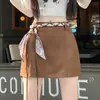 Mini Falda Bodycon de Gamuza Color Café Retro para Mujer, Nueva Primavera y Otoño 2026 Falda de Línea A Delgado Anti-Exposición de Cintura Alta