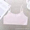 Roupa íntima de uma peça para meninas em crescimento, alça de ombro ajustável, sutiã top sem costura de seda gelada com bojo de látex