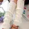 Polainas de punto blancas para mujer, calcetines térmicos y de calefacción de invierno, botas de nieve, calcetines para pantorrilla de otoño e invierno, transfronterizo