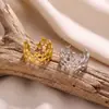 Estilo minimalista europeo y americano, anillo abierto de doble capa en forma de estrella, estilo étnico vintage, anillo de acero inoxidable, diseño único y resistente al color