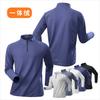Nova Camiseta Esportiva de Manga Longa para Homens Outono 2025, Forrada com Fleece, Corte Amplo, Meio Zíper, Gola Alta para Corrida ao Ar Livre, Fitness