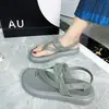 Sandalias para Mujer 2026 Verano Nuevo Estilo Tacón Plano Estilo Chanel Versátiles de Moda Calzado Romano Antideslizante Chanclas de Playa para Mujer
