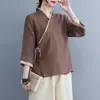 Traje Tang de Cor Sólida Feminino Hanfu Versão Melhorada Conjunto de Roupa para Cerimônia do Chá de Verão Roupas Femininas Estilo Budista Roupas de Meditação Significado Zen Novo Estilo Chinês