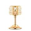 Suporte de Vela de Cristal Dourado Estilo Europeu Adereços de Casamento Decoração de Cristal para Mesa de Sala de Estar Vários Tamanhos em Estoque Atacado