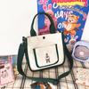 Bolso bandolera portátil de lona estilo academia ulzzang japonesa con bordado antiguo de oso para chica estudiante, bolso pequeño