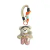 Macacão com Cachecol Fofo Chaveiro de Urso de Pelúcia Boneca Câmera Fofa Brinquedo Criativo Pingente de Bolsa Estilo Coreano
