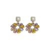 Pendientes de flores con diamantes de imitación de colores vibrantes y súper llamativos para mujer, nuevos y elegantes pendientes de moda de 2024, diseño de nicho con sentido