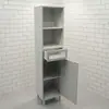 Armario Alto Rayado para Baño de Venta Caliente Transfronteriza, Suministro Directo para Apartamentos Pequeños, Armario de Baño, Sala de Estar, Armario Alto para Pasillo, Blanco