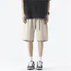 Shorts Masculino de Verão 2025 Novo Solto Casual Cor Sólida Versátil Tendência Cinco Pontos Shorts Masculino de Cinco Pontos