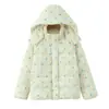 Producto Nuevo Invierno 2025 Transfronterizo Europeo y Americano Chaqueta de Algodón Holgada Estampada con Capucha Desmontable para Mujer W104 7673