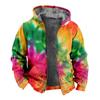 2024 Transfronterizo Impresión 3D Tie-dye con forro polar Engrosado Doble Forro Terciopelo Grueso Chaqueta Acolchada de Algodón Cremallera Bolsillo Excavado Cálida Chaqueta Acolchada de Algodón