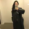 En Stock Invierno 2025 Nuevo Estilo Coreano de Gama Alta Elegante Solapa Larga Abotonado Holgado Adelgazante Abrigo de Lana para Mujer