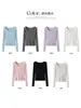 2051U top feminino slim fit primavera-verão, camiseta simples de Lyocell cor sólida manga longa
