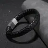 Pulsera trenzada de cuerda de cuero para joyería original, joyería de acero de titanio, pulsera de acero inoxidable para hombre, pulsera de piel de vaca europea y americana, venta al por mayor