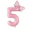 Decoración de Globo Digital con Lazo Rosa Atmósfera de Cumpleaños para Niña Accesorios para Fotos Decoración de Fiesta de Primer Cumpleaños de Bebé