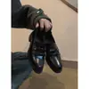 Versão em Pele de Ovelha~Mocassins de Couro Genuíno Estilo Britânico para Mulheres, Sapatos de Calçar para o Dia a Dia, Sapatos de Couro com Laço Francês e Salto Bloco