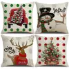 Capas de almofada de Natal outono e inverno transfronteiriças, capas de almofada de sofá, almofadas decorativas de linho estampadas, atmosfera de Natal no atacado