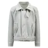 Chaqueta corta de lana estilo retro americano con cuello de solapa y cinturón, unisex, corte ajustado, estilo workwear, entallada a la cintura, abrigo de lana de nicho