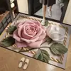 Felpudo con estampado floral simulado 3D para entrada de casa, alfombrilla para pies resistente a la suciedad, alfombrilla de suelo absorbente para baño