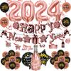 Globo de Año Nuevo 2024, globo de traje de Año Nuevo, película de aluminio de 16 pulgadas, globo digital de látex redondo de 12 pulgadas a juego para Año Nuevo