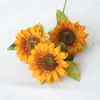 3 Cabezas de Girasol Pastoral Flores Artificiales de Girasol Flores Artificiales para Sala de Estar Flores de Seda Decoración para el Hogar Florales Flores de Boda Al por Mayor