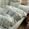 Algodón Puro Grado A para Mamá y Bebé Algodón en Bola Dibujos Animados Frescos Funda de Edredón Sábana Bajera Ropa de Cama para Dormitorio Estudiantil 4