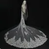 Vestido de Novia Vel de Boda Largo Atrezzo para Foto Vel con Cola Larga Estilo de Lujo Vel como de Hada Estilo Catedral Europeo y Americano
