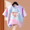 Camiseta Tie-Dye para Niña Verano Manga Corta Top Infantil Nuevo Estampado Holgado Transpirable Versátil Ropa para Niños