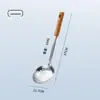 Aço inoxidável não-magnético grão de madeira utensílios de cozinha terno anti-escalda alça espátula colher de sopa Colander cozinha doméstica cozinhar espátula