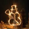 Lámpara de ventosa decoración navideña LED estrella de cinco puntas campana muñeco de nieve embellecimiento ventana de dormitorio lámpara de cortina colgante lámpara de batería