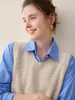 Crie um look estiloso~ Colete de Cashmere Puro para Mulheres Outono Inverno Cardigã Gola V Suéter Quente Peça para sobrepor Malha Versátil