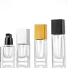 Botellas de Spray para Perfume de Gama Alta en Stock, Botellas Vacías de Vidrio Transparente Tipo Prensa de Niebla Fina, Botellas Portátiles Recargables para Perfume al por Mayor
