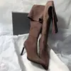 Primer Encuentro Botas Elásticas de Temporada Punta Fina Tacón Alto Botas Largas Gamuza Ajustadas Cremallera Lateral Tacón Fino Ajustadas a la Pierna Botas Hasta la Rodilla