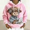 Novo moletom de flanela feminino para o dia a dia com um design fofo de cachorrinho, confortável e casual, perfeito para o outono e inverno