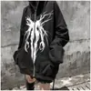 2022 Estilo Oscuro de Moda Marca Estampada Cremallera Abierta Camisa Sudadera para Parejas Otoño Temprano Calle Casual Holgada Talla Grande Chaqueta