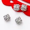 Danza del león accesorios de plata vintage no oxidación nuevo estilo nacional todo partido Cuentas pasantes transmisión en vivo DIY pulsera hecha a mano cuerda trenzada