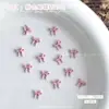 Conjunto Misto de Decorações para Unhas com Laços de Resina Rosa de 12 Peças, Acessórios Populares 3D de Laços para Unhas DIY