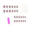 Modelo de Comercio Exterior Más Vendido: Uñas Artísticas de 24 Piezas con una Sensación Suave, Pura y Transparente, Diseño Sencillo de Uñas Francesas con Brillo, Uñas Postizas Cuadradas Cortas