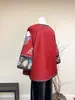 Top Bordado de Alta Gama Estilo Chino Nuevo, Chaqueta Botonada Jacquard de Peonía y Fénix Roja de Alta Resistencia, Ropa Retro para Mujer