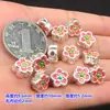 Plata Pura S999 Flor de Resina Flor de Melocotonero Espaciadores Cuentas Cilíndricas Joyería de Cristal Fabricación Pulsera Collar Hecho a Mano Accesorios DIY