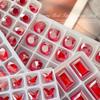 Adornos de diamantes para uñas de angora roja, para otoño e invierno, con dijes plateados, grandes, rojos, de alta calidad, con base ovalada y puntiaguda, con forma especial para decorar uñas.