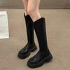 Botas de Tacón Grueso y Suela Gruesa para Mujer 2025 Nuevas Otoño e Invierno Botas Altas de Caballero por Encima de la Rodilla para Piernas Gruesas Botas de Gran Circunferencia