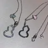 Colar de cabaça com diamantes vazados de alta qualidade para mulheres, corrente para clavícula, banhado a prata 925, ouro rosa 18k, pingente fluo, atacado