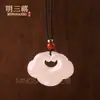 Colgante de Buda de Jade Afgano Rosa de Raíz de Loto Tipo Hielo Natural, Collar de Buda de Jade Amuleto de Paz, Colgante de Jade