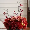 Mesa de centro floral simulada de lujo de alta gama, mesa de comedor para sala de estar, adornos de flores artificiales, jarrón geométrico creativo, decoración de hotel, arreglo floral