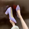 Zapatos de Moda Franceses de Tacón Alto Talla 43 de Piel Charol Puntiagudos Nuevo Otoño 2024 Tacón Grueso Estilo Hada Zapatos Individuales 7.5cm